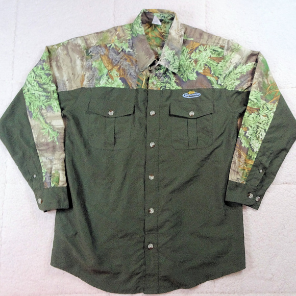 Team RealTree Green Button Down Shirt Medium - Picture 1 of 5